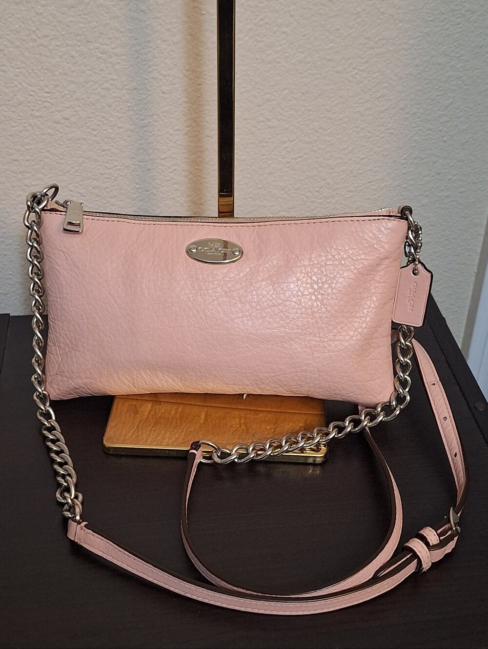COACH Pink Pebbled Leather Quinn Crossbody Bag